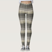 Neutraal Tan Beige Grey Pset Geometric Pattern Leggings (Voorkant)