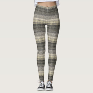 Neutraal Tan Beige Grey Pset Geometric Pattern Leggings