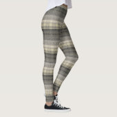 Neutraal Tan Beige Grey Pset Geometric Pattern Leggings (Rechts)