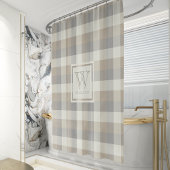 Neutraal Tan Grey Ivory Rustic Pset Monogram Douchegordijn