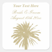 Neutraal tan kleurenpalet elegante strand bruiloft vierkante sticker (Voorkant)