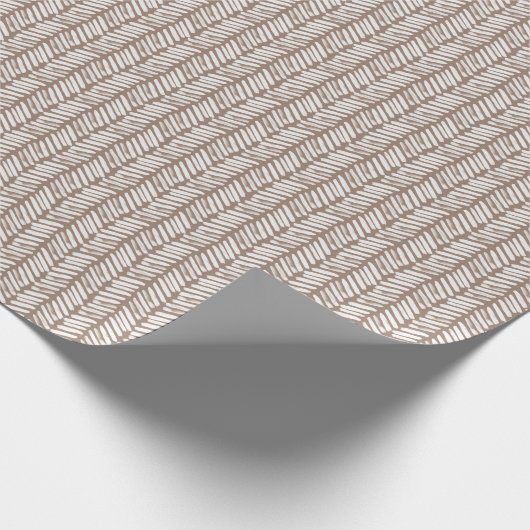 Neutraal Taupe Beige Bruin Wit Zigzag Stripes Cadeaupapier (Hoek)