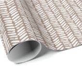 Neutraal Taupe Beige Bruin Wit Zigzag Stripes Cadeaupapier (Rol Hoek)