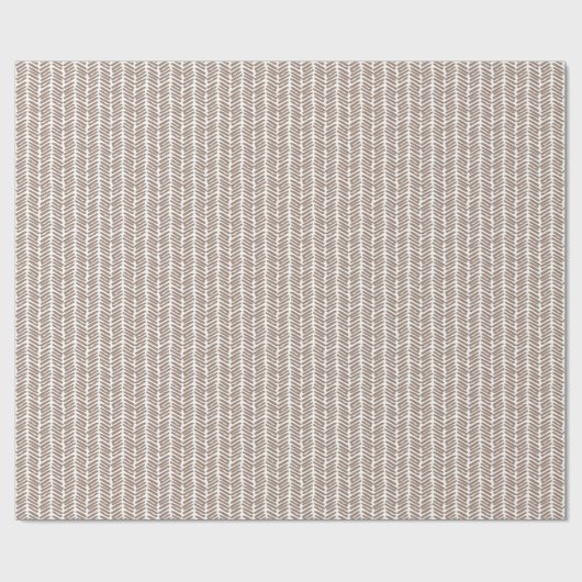 Neutraal Taupe Beige Bruin Wit Zigzag Stripes Cadeaupapier (Vlak)
