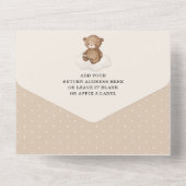 Neutraal Teddy Bear Hot Air Ballon Baby shower All In One Uitnodiging (Achterkant)