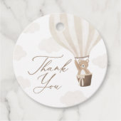 Neutraal Teddy Bear Hot Air Ballon Baby shower Bedankjes Labels (Voorkant)