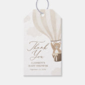 Neutraal Teddy Bear Hot Air Ballon Baby shower Cadeaulabel (Voorkant)