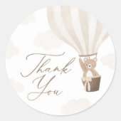 Neutraal Teddy Bear Hot Air Ballon Baby shower Ronde Sticker (Voorkant)