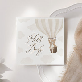 Neutraal Teddy Bear Hot Air Ballon Baby shower Servet