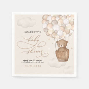 Neutraal Teddy Bear Hot Air Ballon Baby shower Servet