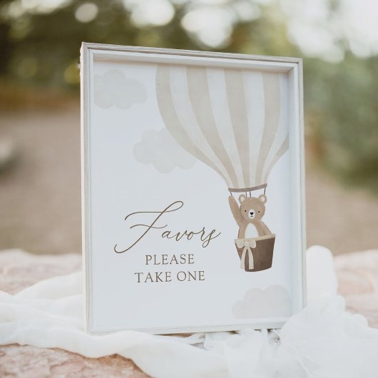 Neutraal teddybeer ballon Baby shower gunsten teke Poster