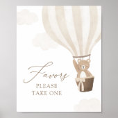 Neutraal teddybeer ballon Baby shower gunsten teke Poster (Voorkant)