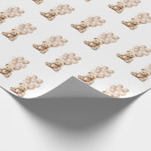 Neutraal Teddybeer & Ballonwikkelpapier Cadeaupapier (Hoek)