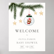 Neutraal teddybeer winter Baby shower welkomstbord
