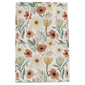 Neutraal Terracotta Daisy en Poppy Bloemenpatroon Medium Cadeauzakje (Voorkant)