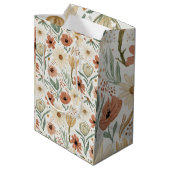 Neutraal Terracotta Daisy en Poppy Bloemenpatroon Medium Cadeauzakje (Achterkant Gekanteld)