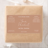 Neutraal Terracotta Eenvoudig Modern Script Produc Etiket (Insitu)