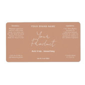 Neutraal Terracotta Eenvoudig Modern Script Produc Etiket (Voorkant)