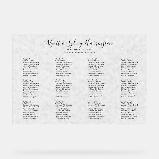 Neutraal thema Ondoorzichtige Bruiloft Zittinggraf Acryl Bord (Voorkant)