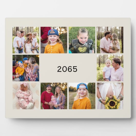 Neutraal Tien Fotocollage Jaar in Review Fotoplaat (Voorkant)