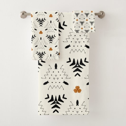 Neutraal tribaal geometrisch patroon bad handdoek (Insitu)