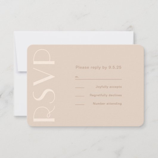 Neutraal type bruiloft RSVP kaartje (Voorkant)