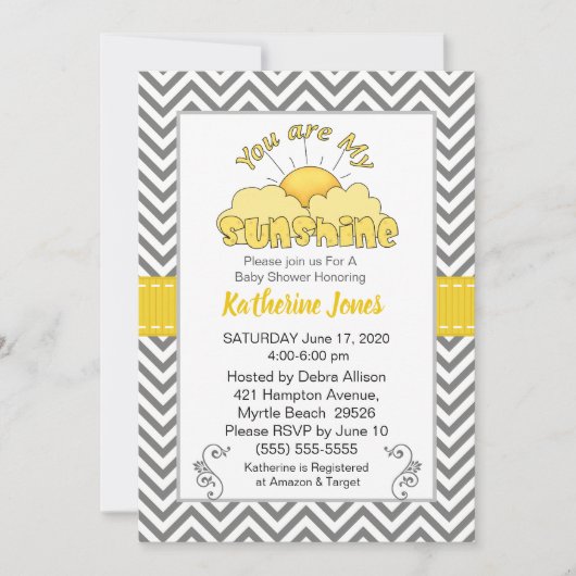 Neutraal U bent mijn Sunshine Baby shower Uitnodig Kaart (Voorkant)