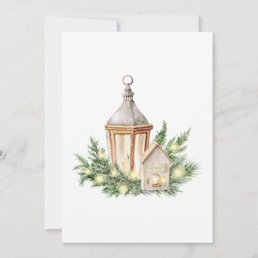 Neutraal Waterverf Boho Kerstfeest Kaart (Achterkant)