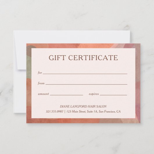 Neutraal Waterverf Border Modern Cadeaubon (Achterkant)