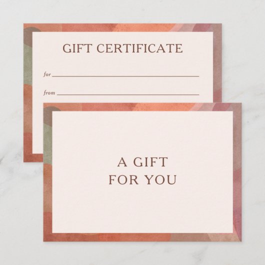 Neutraal Waterverf Border Modern Cadeaubon (Voorkant / Achterkant)