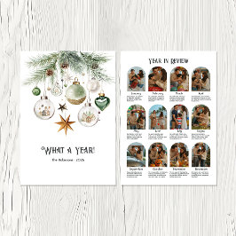 Neutraal Waterverf Ornament Jaar in Review Vakanti Feestdagen Kaart