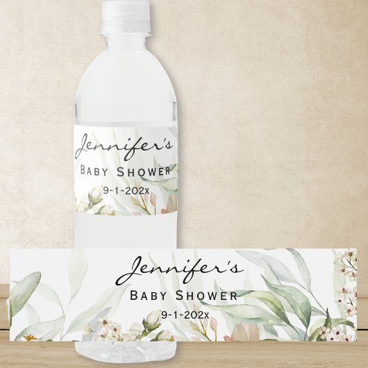 Neutraal  Waterverf Stilleven Bloemen Waterfles Etiket