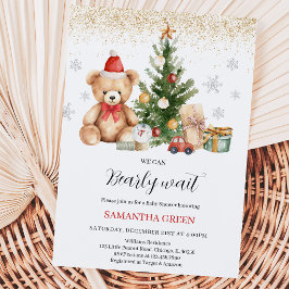 Neutraal We Can Bearly Wait Kerst Baby Shower Kaart