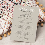 Neutraal Weekend Verjaardag Uitnodiging<br><div class="desc">Neutrale Warme Grijze Moderne Kalligrafische Weekend planning tijdlijn. Het ontwerp heeft een elegante tekstindeling in moderne stijl. Als u geavanceerde wijzigingen wilt aanbrengen,  selecteert u onder Deze sjabloon personaliseren de optie "Klik om verder aan te passen".</div>