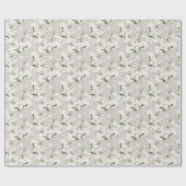 Neutraal White Floral Gift Wrap papier (Vlak)