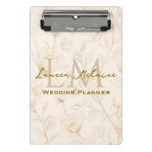 Neutraal Wilde Bloemen Monogram Zakelijk Accent Mini Klembord (Voorkant)