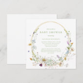 Neutraal Wildflower Bloemen Baby shower Kaart (Voorkant / Achterkant)