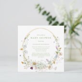 Neutraal Wildflower Bloemen Baby shower Kaart (Staand voorkant)