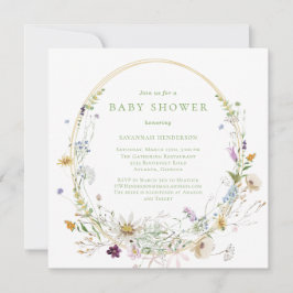 Neutraal Wildflower Bloemen Baby shower Kaart