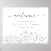 Neutraal Wildflower Engagement Party Welkom Poster (Voorkant)