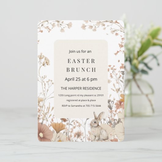 Neutraal Wildflower Pasen Kaart (Staand voorkant)