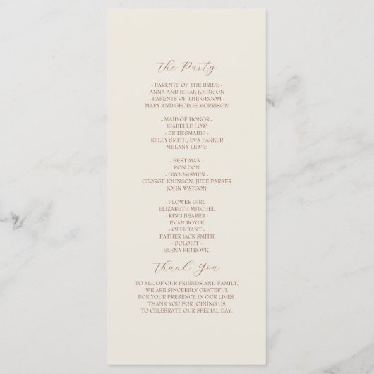 Neutraal Wildflower Wedding Programma Programmakaart (Achterkant)