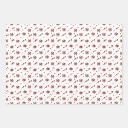 Neutraal Woodland Set van 3 Flat Sheet Wraps Inpakpapier Vel (Voorkant 3)