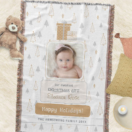Neutraal Zacht Baby's 1e Foto Kerstmis Deken