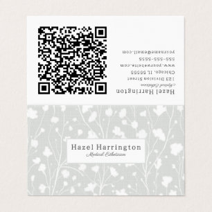 Neutraal zacht bloemig QR gevouwen Visitekaartje