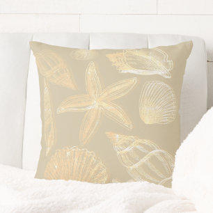 Neutraal Zand Tan Beige Seashell Shells Beach Hous Kussen
