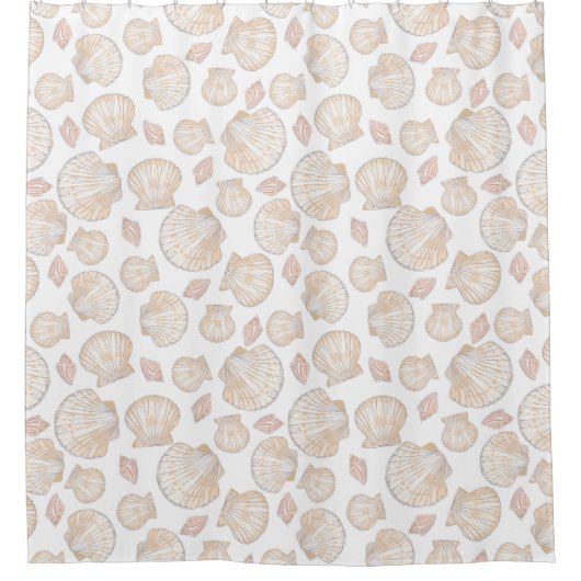 Neutraal Zee Shell-patroon Douchegordijn (Voorkant)