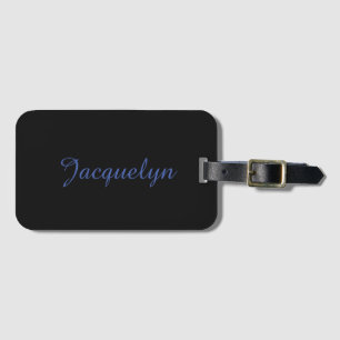 Neutraal Zwart & Blauw Plain Elegante Moderne Eige Bagagelabel