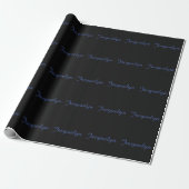 Neutraal Zwart & Blauw Plain Elegante Moderne Eige Cadeaupapier (Uitgerold)