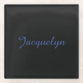 Neutraal Zwart & Blauw Plain Elegante Moderne Eige Glazen Onderzetter (Voorkant)